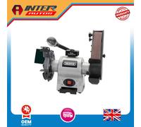 Draper Bench Grinder with Sanding Belt and Work light, 150mm, 370W 05096