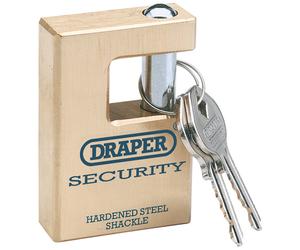 Draper Brass High Security Hardened Steel Shackle Container Padlock 2 Keys 64201