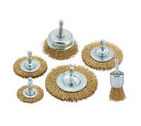 Draper Brassed Steel Crimped Wire Brush Set 6 Piece 6.35mm Hex Shank 07436