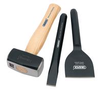 Draper Builders Kit 3 Piece Club Hammer 75mm Bolster 25mm Cold Chisel 26120