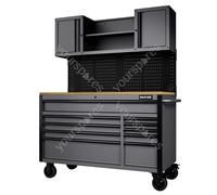Draper BUNKER® 10 Drawer Roller Workstation with Workbench, 56", Light Grey