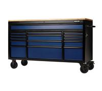 Draper Bunker 15 Drawer Workbench Roller Tool Cabinet, 61", Blue