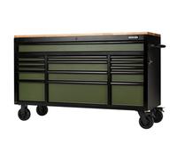 Draper Bunker 15 Drawer Workbench Roller Tool Cabinet, 61", Green
