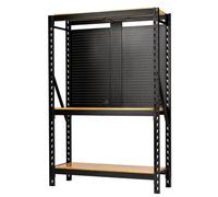 BUNKER® Modular 3 Tier Racking with Hardwood Shelving and Pegboards 1500mm (17 Piece)