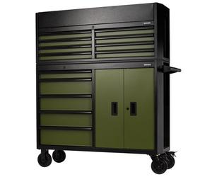 Draper Bunker Combined Roller Cabinet And Tool Chest, 13 Drawer, 52", Green 24255