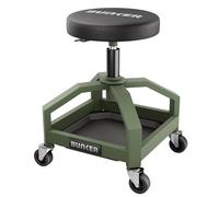 Draper Bunker Heavy Duty Work Stool,pneumatic Height Adjustment 580,780mm,360 Degree Swivel Seat, Tool Tray & Steel Frame,130Kg Max Load