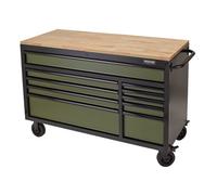 Draper Bunker Workbench Roller Tool Cabinet, 10 Drawer, 56", Green 08236