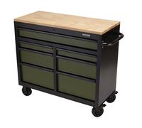 Draper Bunker Workbench Roller Tool Cabinet, 7 Drawer, 41", Green 08221