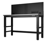 Draper Bunker Workshop Workbench With 1550mm Stainless Steel Worktop And Power Pegboard