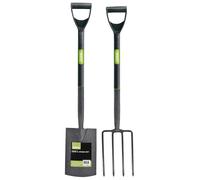 Draper Carbon Steel Garden Fork and Spade Set, Black