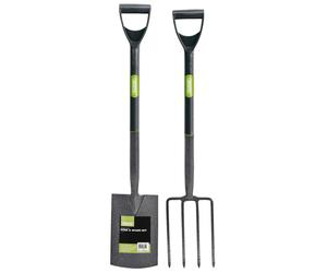 Draper Carbon Steel Garden Fork and Spade Set | Gardening Tools Set | Long Handled Garden Tools | 83971