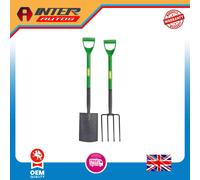 Draper Carbon Steel Garden Fork and Spade Set, Green 16566