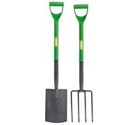 Draper Carbon Steel Garden Fork and Spade Set Green Size 280 x 180mm 16566