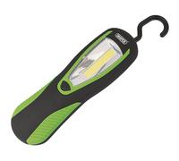 Draper COB LED Work Light with Magnetic Back and Hanging Hook, 3W, 200 Lumens, Green, 3 x AA Batteries Supplied