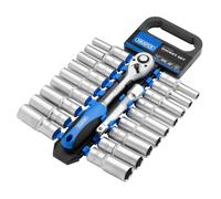 Draper Combined MM/AF Deep Socket and Ratchet Set 1/2"D 20 Piece Chrome 16377