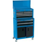 Draper Combined Portable Garage Roller Cabinet and Tool Chest Blue Storage Bin