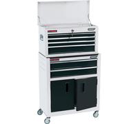 Draper Combined Portable Garage Roller Cabinet and Tool Chest White Storage Bin