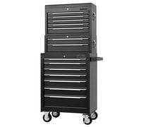 Draper Combined Roller Cabinet, Mid Tool Chest And Tool Chest, 14 Drawers, 26"