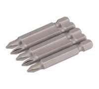 Draper Cross Slot Screwdriver Insert Bit 1/4" Hex 50mm Long No.1 5 Pieces Grey