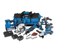 DRAPER D20 20V Jumbo Kit (7 Piece) (+1 x 3Ah Batteries, 1 x 5Ah Battery, Charger and Wheeled Tool Bag) [90473]