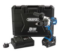 Draper D20CD60 D20 20v Cordless Brushless Combi Drill 1 x 4ah Li-ion Battery Charger Case