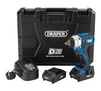 Draper D20 20V Brushless 1/2 Mid-Torque Impact Wrench, Blue