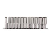 Draper Deep Metric Socket Set on Metal Rail 1/2"D 12 Piece 10 - 24mm 16403