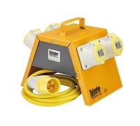 Draper Defender 110V 16A 4 Way Steel Site Power Box, Ip44, 3M Cable