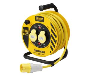 Draper Defender Lightweight Industrial 16A 2 Way Cable Reel 25M, Thermal Cut Out, Steel Frame