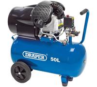 Draper Direct Drive V-Twin Oiled Air Compressor Pressure Gauge 50L 2.2kW