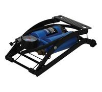 Draper Double-Cylinder Foot Pump | Pressure Gauge and Accessories | Portable Double Barrel Bike and Car Pump | Manual Inflator for Beds and Pools | 25996, Blue