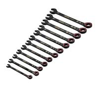 Draper Combination Spanner Set Expert Hi-Torq – 12pc Metric Reversible Ratchet – Black