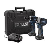 Draper Dxpulse 12V Brushless Combi Drill & Impact Driver Kit, 1/4" Sq. Dr., 2 X 4.0Ah Batteries, 1 X Fast Charger