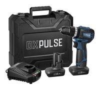 DXPULSE 12V Brushless Combi Drill Kit, Cordless Drill Driver with Hammer Function, 2 x 4.0Ah Batteries, Fast Charger, 10mm Metal Chuck, 21+3 Torque, Case & Bits