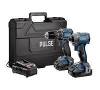Draper Dxpulse 18V Brushless Combi And Impact Wrench Twin Kit With Drill Accessories, 2.4A Charger, 2 X 2.0Ah Battery, And Carry Case