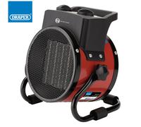 Draper 230V PTC Electric Space Heater with 2Kw Adjustable Thermostat, Red