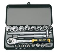 Draper 25932 Elora Metric Socket Set, 3/8" Square Drive, Blue, 18 Pcs