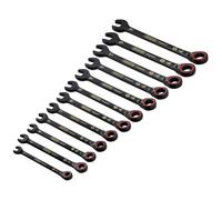 Draper Combination Spanner Set Expert Hi-Torq – 12pc Metric Reversible Ratchet – Black