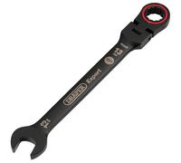 Draper Combination Spanner Expert Hi-Torq, 13mm Metric Flexible Head Ratchet, Black