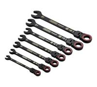 Draper Expert 03927 HI-TORQ® Metric Flexible Head Ratchet Combination Spanner Set, Black (7 Piece)