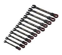 Draper Combination Spanner Set 03929 Expert HI-TORQ – Metric, Flexible Head Ratchet – Black (12pc)