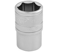 Draper Expert 1/2" 17mm Square Drive Socket | 6 Point Hex Socket | Chrome Vanadium Steel Wrench Accessory | 16607, Blau