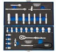 Draper Socket Set 16476 – 1/4-Inch Square Drive Metric, 26-Piece, Blue