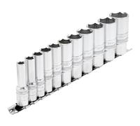 Draper 16495 3/8-Inch Square Drive Imperial Deep Socket 11 Piece Set On Metal Rail , Blue