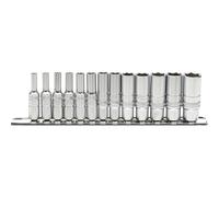 Draper 16490 1/4-Inch Square Drive Metric 13 Piece Deep Sockets on Metal Rail