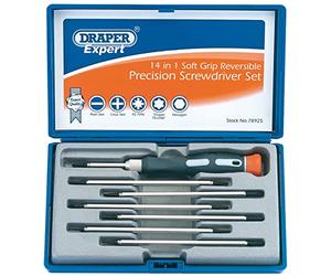Draper Expert 14 in 1 Reversible Precision Screwdriver Set - 78925 - For Home DIY Electronics & Professional Use Crosshead Cross Slot PZ TX-Star & Hex