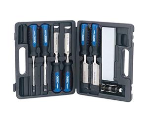 Draper Expert 140mm 8 Piece Wood Chisel Set | Woodworking Hand Tools | Aluminium Oxide Sharpening Stone | 6 to 38mm Blades Carving Tool |Impact Resistant Soft Grip |Honing Guide| 88605