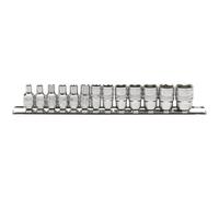 Draper 16487 1/4-Inch Square Drive Metric Sockets on Metal Rail, 13 Piece