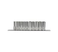 Draper 16495 Deep Socket Set 3/8-inch Square Drive Imperial 11-piece on Metal Rail, Blue