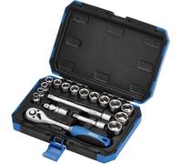 Draper Expert 18 Piece Metric Socket Set | Ratchet Tool and Case | 3/8" Square